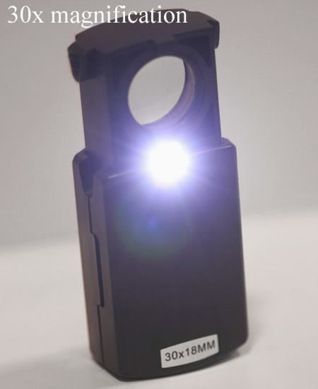 Lente de cristal de lupa de ojo LED iluminada 30X