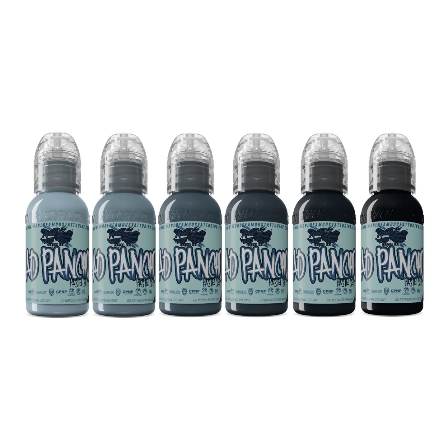 A.D. Pancho Pastel Greys Set - Tinta de tatuaje de fama mundial - 1 Onz