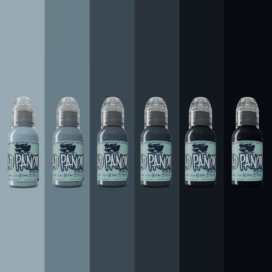 A.D. Pancho Pastel Greys Set - Tinta de tatuaje de fama mundial - 1 Onz