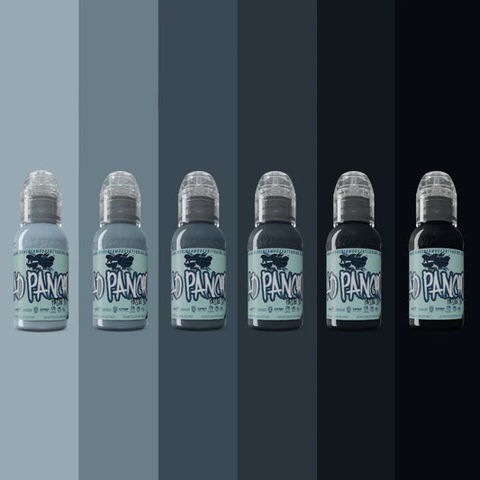 A.D. Pancho Pastel Greys Set - Tinta de tatuaje de fama mundial - 1 Onz
