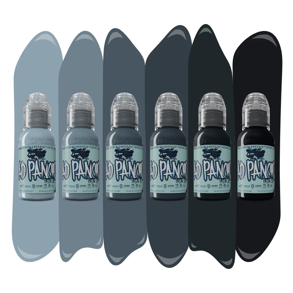 A.D. Pancho Pastel Greys Set - Tinta de tatuaje de fama mundial - 1 Onz
