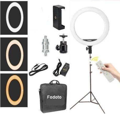 Fodoto R02 - Kit de luz LED bicolor para fotografía y vídeo, 18 pulgadas, regulable